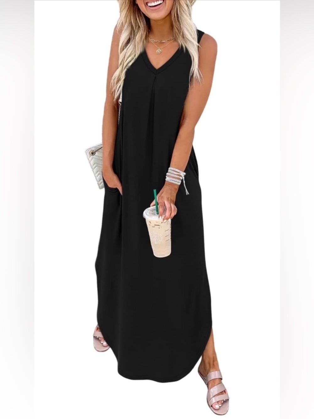 🆕Sleeveless V-Neck Maxi Dress with Pockets